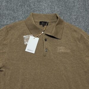 Quince Mongolian Cashmere Polo Sweater Mens Medium Brown Collared Pullover Knit